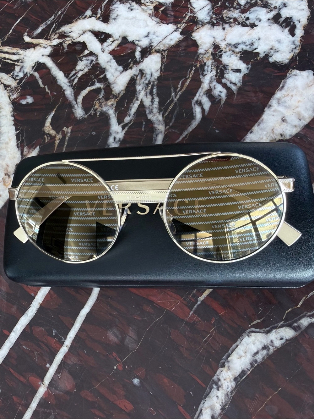 Versace Men’s Gold Frame Sunglasses with Gold Lenses
